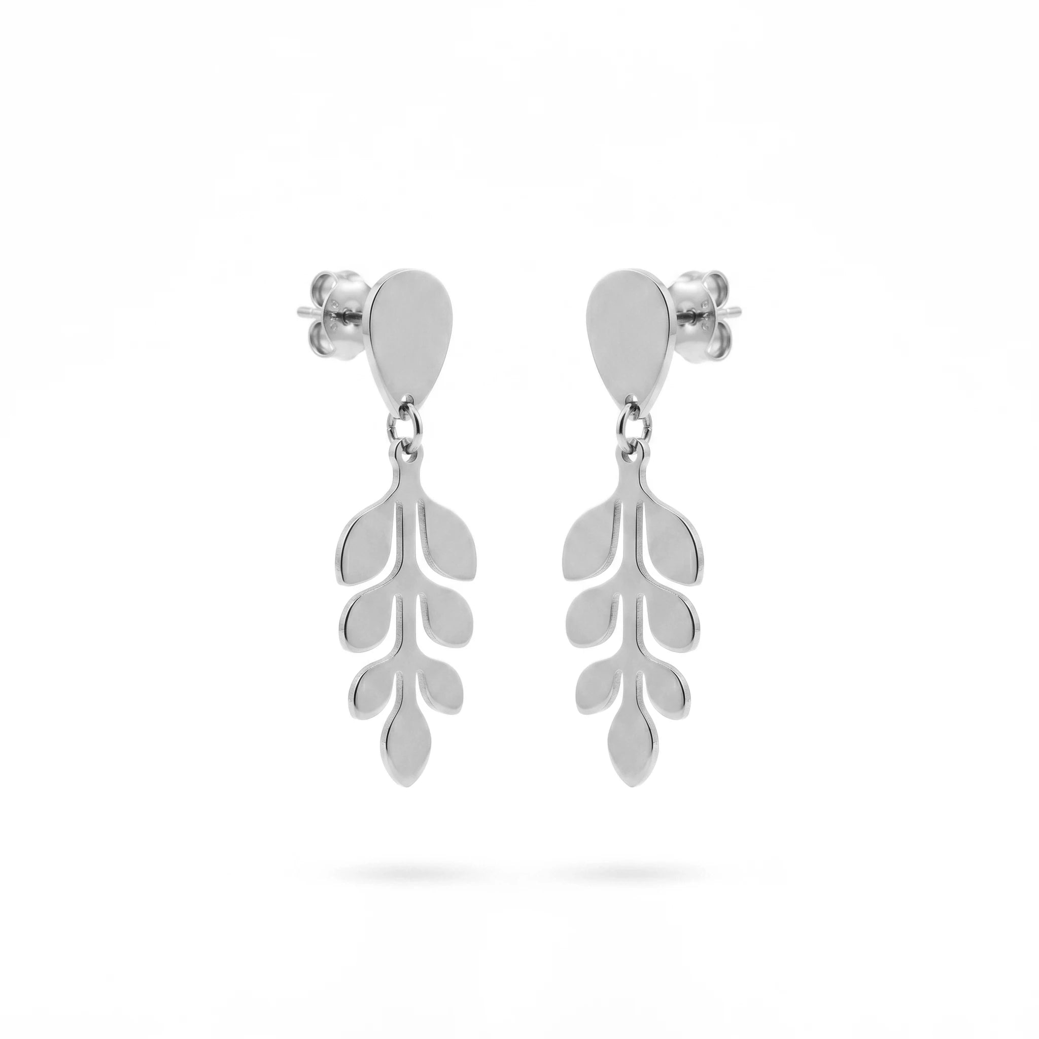 QIAOREN 11868 Elegant Gold Leaf Vine Drop Earrings Stainless Steel Dainty Branch Dangle Earrings Minimalist Nature Jewelry Women