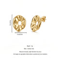 QIAOREN 14029 Polished Gold Irregular Wavy Hollow Circle Stud Earrings, Crinkled Abstract Donut Shape Ear Stud Jewelry Gift