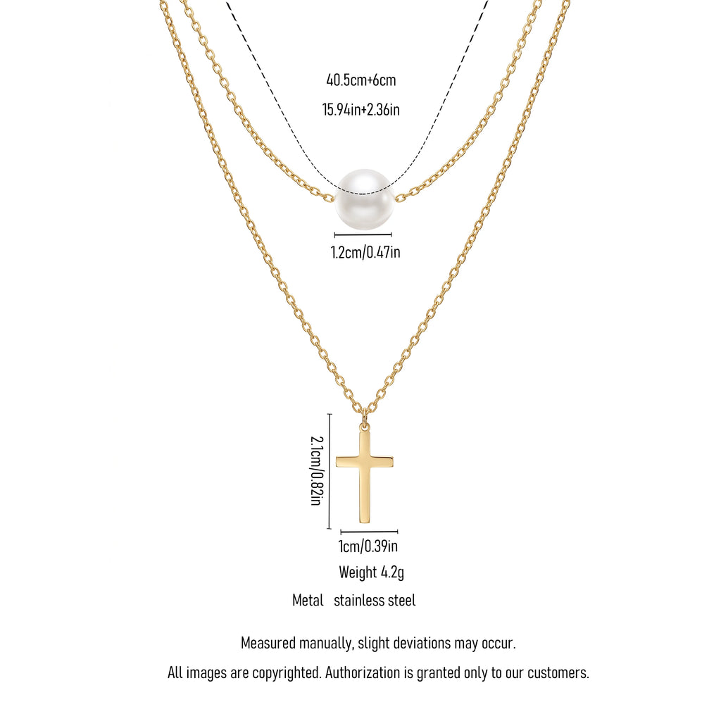 QIAOREN 13804 Oval Link Chain Heart Pendant Necklace with Interlocking Double Circle  & Dangling Single Zircon Drop