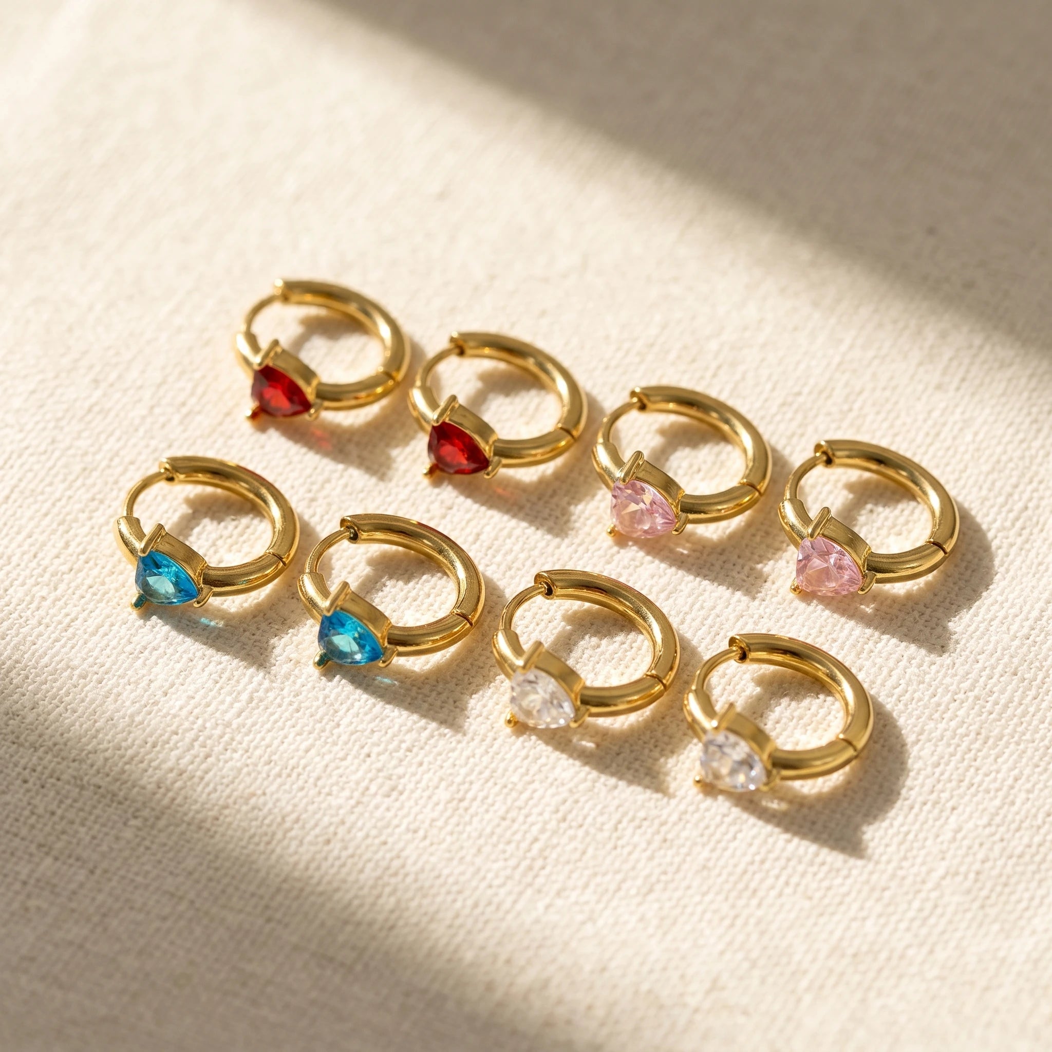 QIAOREN 12186-89 Ins Minimalist Teardrop Cut Colorful Hoops 18K Gold Plated Stainless Steel Earring Party Trendy Women