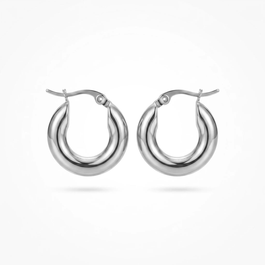 QIAOREN 12412 Waterproof Tarnish Free Chunky Balloon Hoops Gold Stainless Steel Puffy Bellied Teardrop French Clasp Earrings US