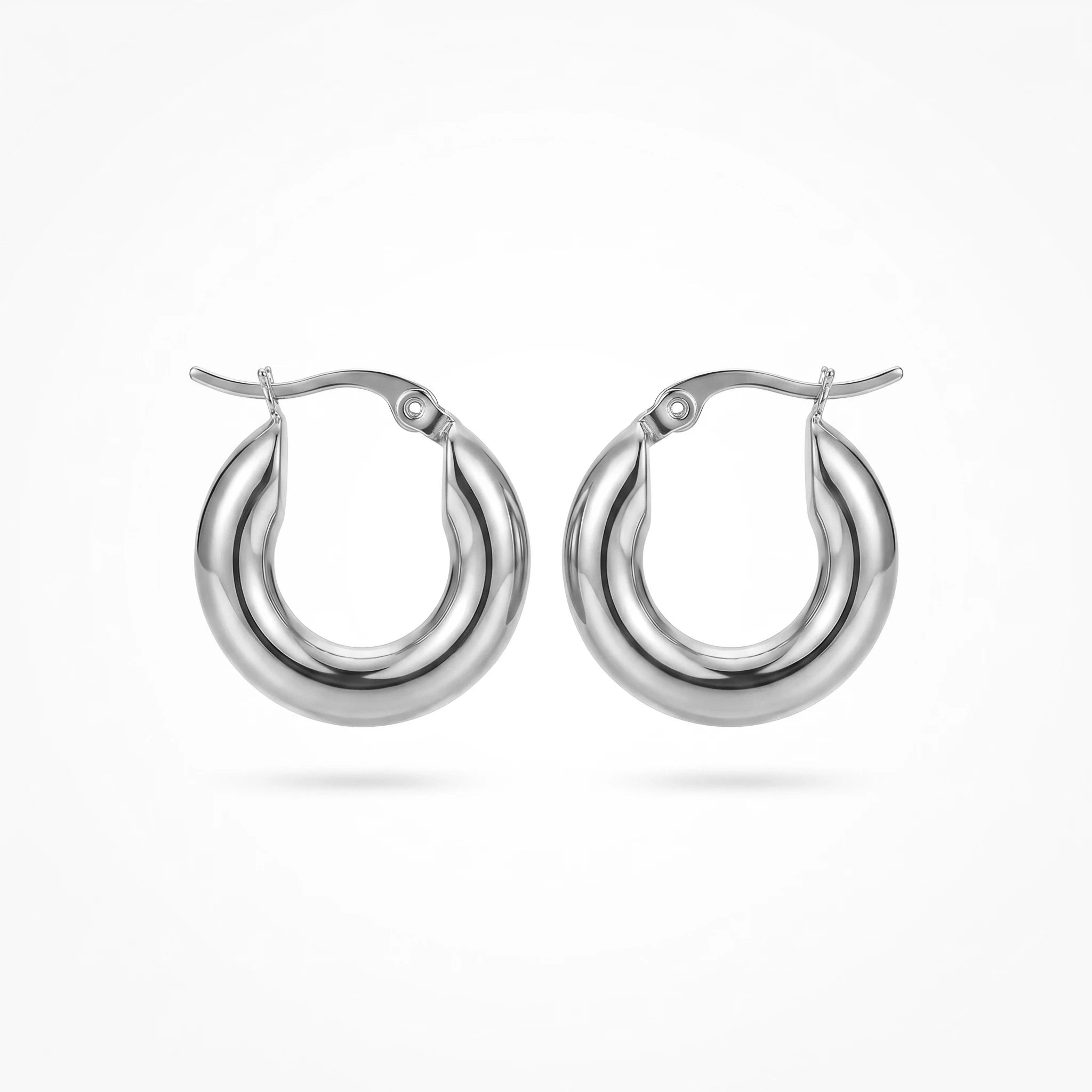 QIAOREN 12412 Waterproof Tarnish Free Chunky Balloon Hoops Gold Stainless Steel Puffy Bellied Teardrop French Clasp Earrings US