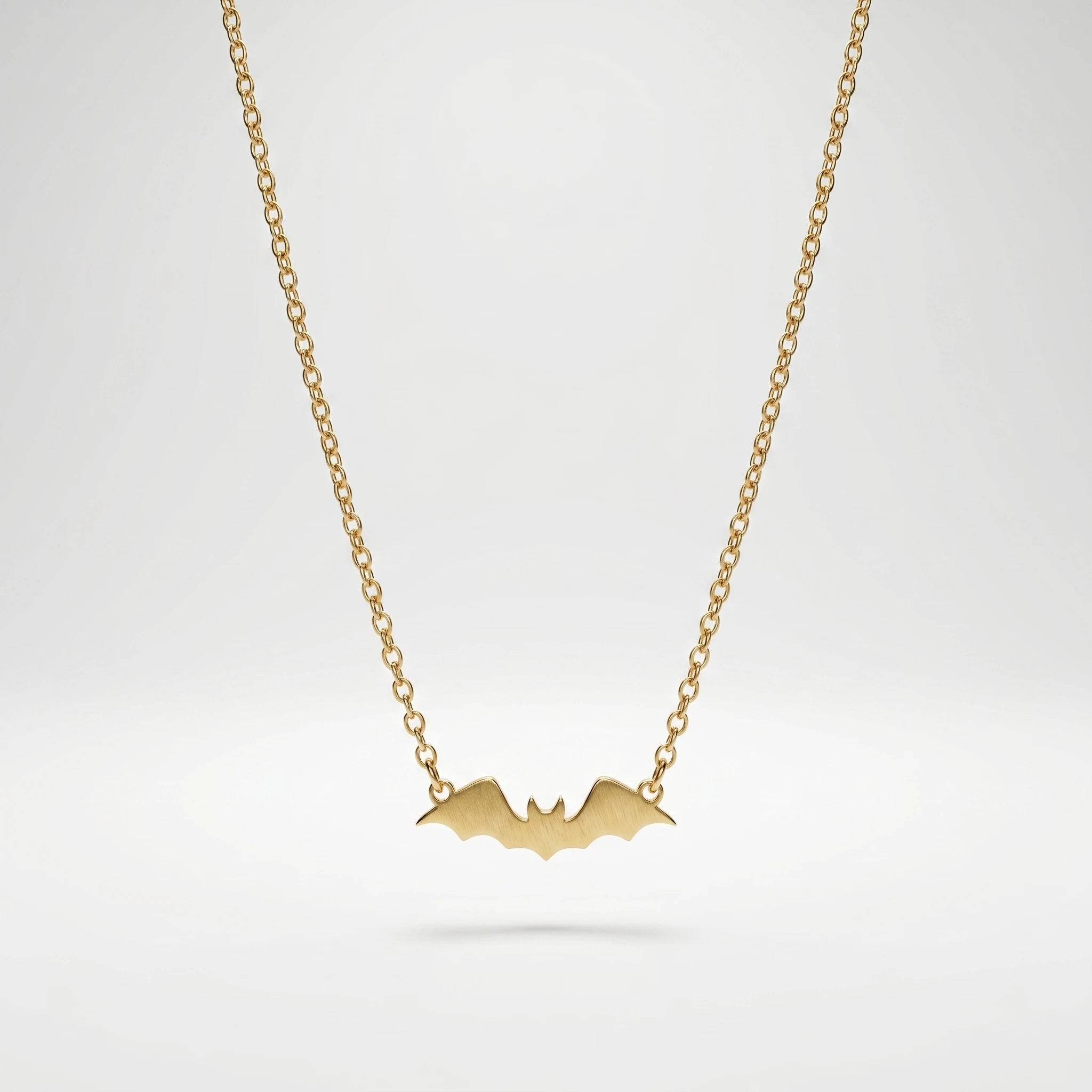 QIAOREN 10798 Edgy Minimalist Bat Chains Necklace Stainless Steel Gold Plated Non-Tarnish Layerable Unisex Daily Wear Jewelry