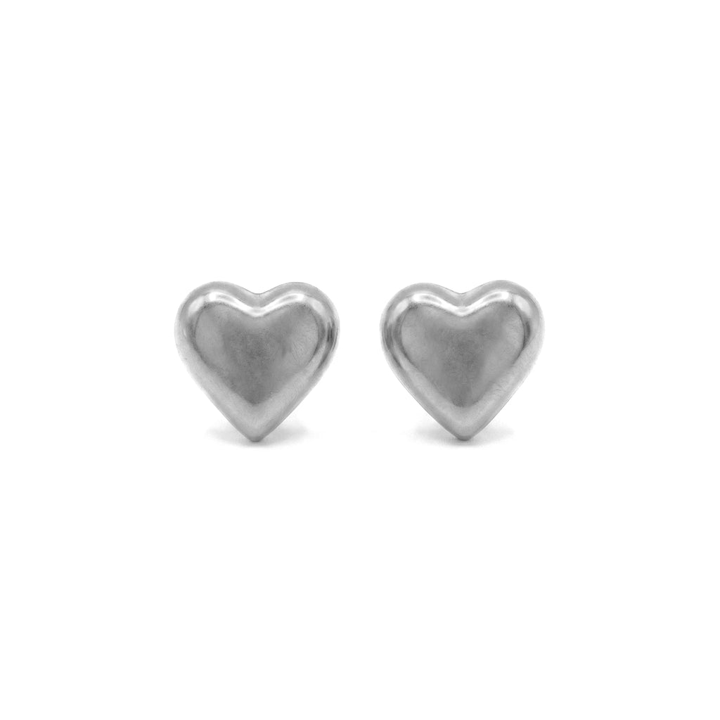QIAOREN 11854 Chunky Balloon Heart Stud Earrings Gold Stainless Steel Smooth Puffy Love Heart Jewelry Gift for Women US Europe