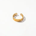 QIAOREN 10706 18K Gold Stainless Steel Adjustable Open Rings Braided Hammer Engraved Stackable Jewelry for Women