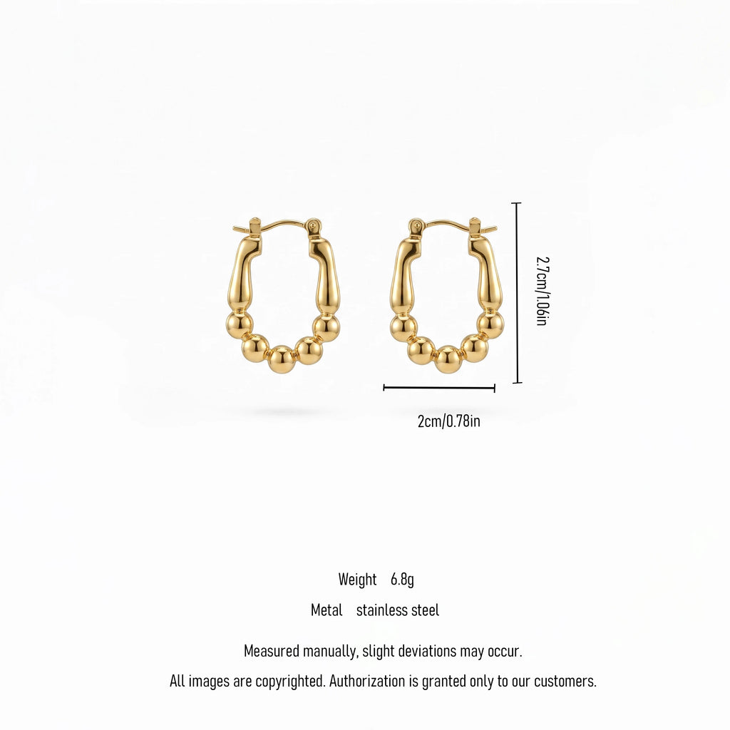 QIAOREN 13261 18K Gold PVD Plated Stainless Steel Hollow Four Pointed Polished Earring Hypoallergenic Dainty Daily Jewelry