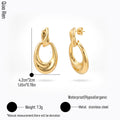QIAOREN 14551 Twisted Leaf Teardrop Thick Tube Stud Earrings, Polished Gold Interlocked Earrings, Hypoallergenic Jewelry Gift