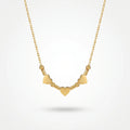QIAOREN 11780 18K Gold Plated Stainless Steel Three Heart Beaded Bar Necklace Dainty Love Jewelry Gift for US European Women