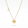 QIAOREN 10824 18K Gold Plated Asymmetrical Double Heart Pendant Necklace Stainless Steel Tarnish Free Waterproof Jewelry