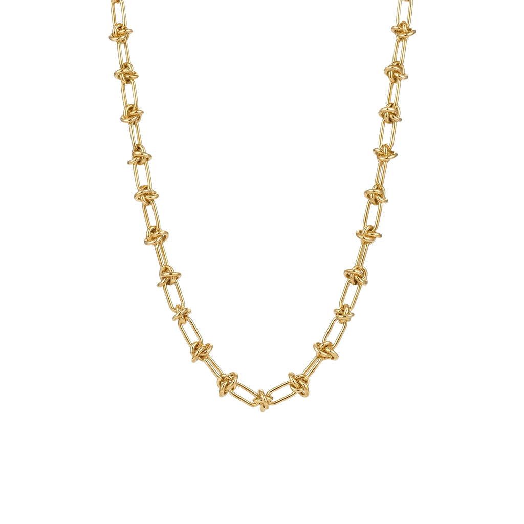 QIAOREN 11967European Hot Selling Hypoallergenic Stainless Steel  Knot Chain Necklace Twisted Knot Paperclip Link Necklaces