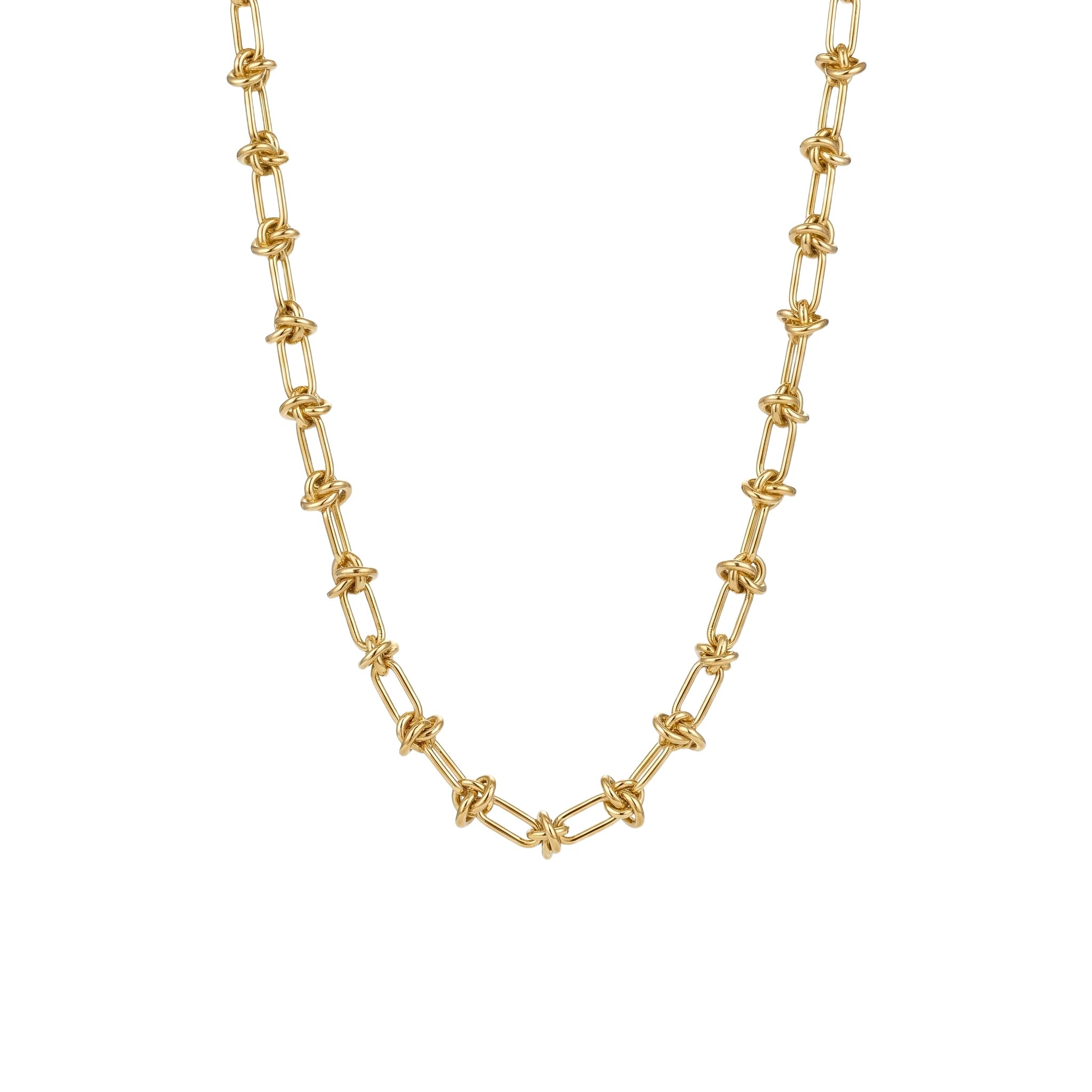 QIAOREN 11967European Hot Selling Hypoallergenic Stainless Steel  Knot Chain Necklace Twisted Knot Paperclip Link Necklaces