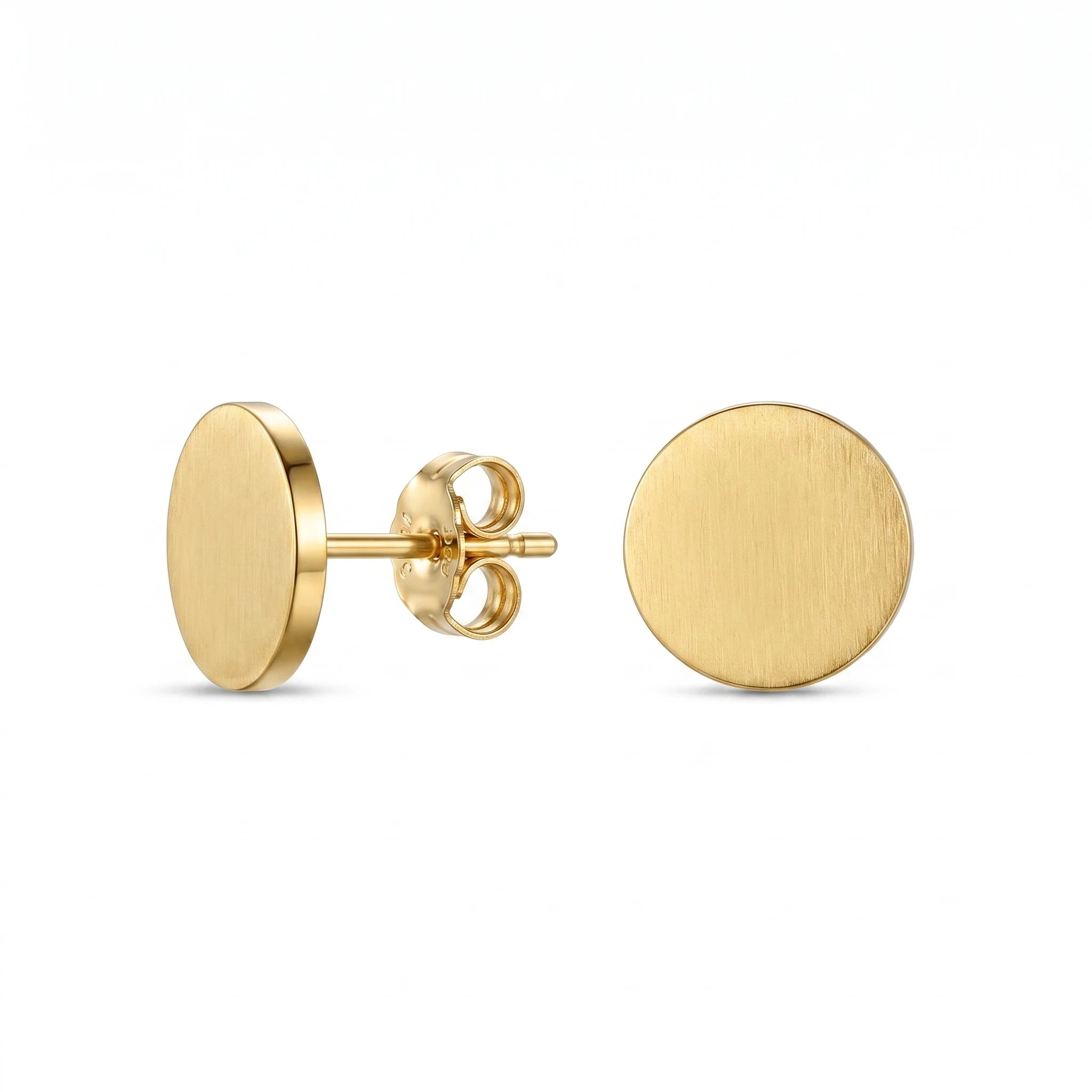 QIAOREN 11200 Elegant Solid Circle Stud Earrings Waterproof Stainless Steel Gold Minimalist Fashion Jewelry