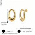 QIAOREN 14055 Polished Gold Chunky Oval Hollow Stud Earrings, Thick Tube Open Oval Hoop Ear Stud Jewelry Gift