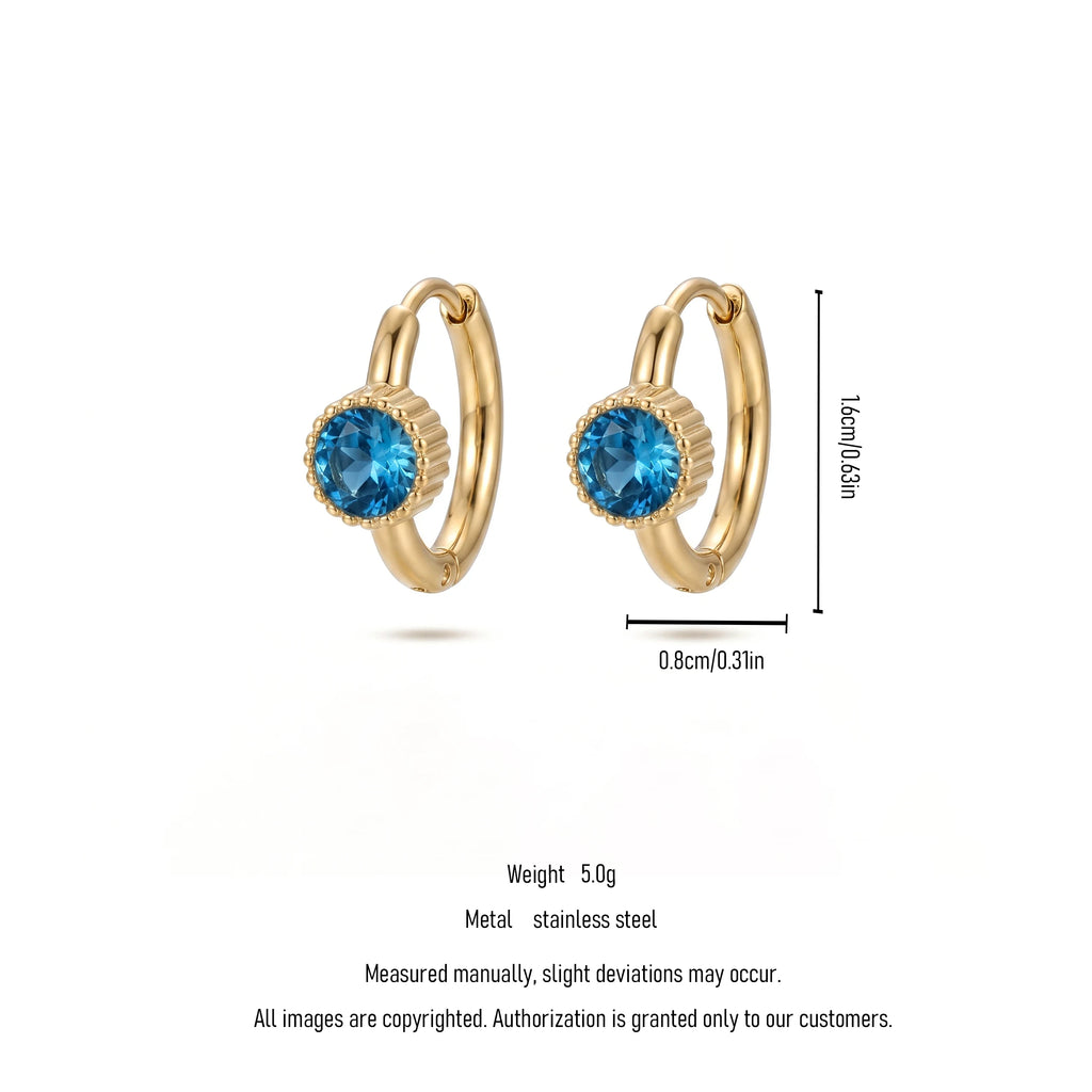 QIAOREN 12149-52 Mixed Color Round Zircon Stainless Steel Mini Huggie Hoops PVD Gold Trend Gift Earrings  for American Buyers