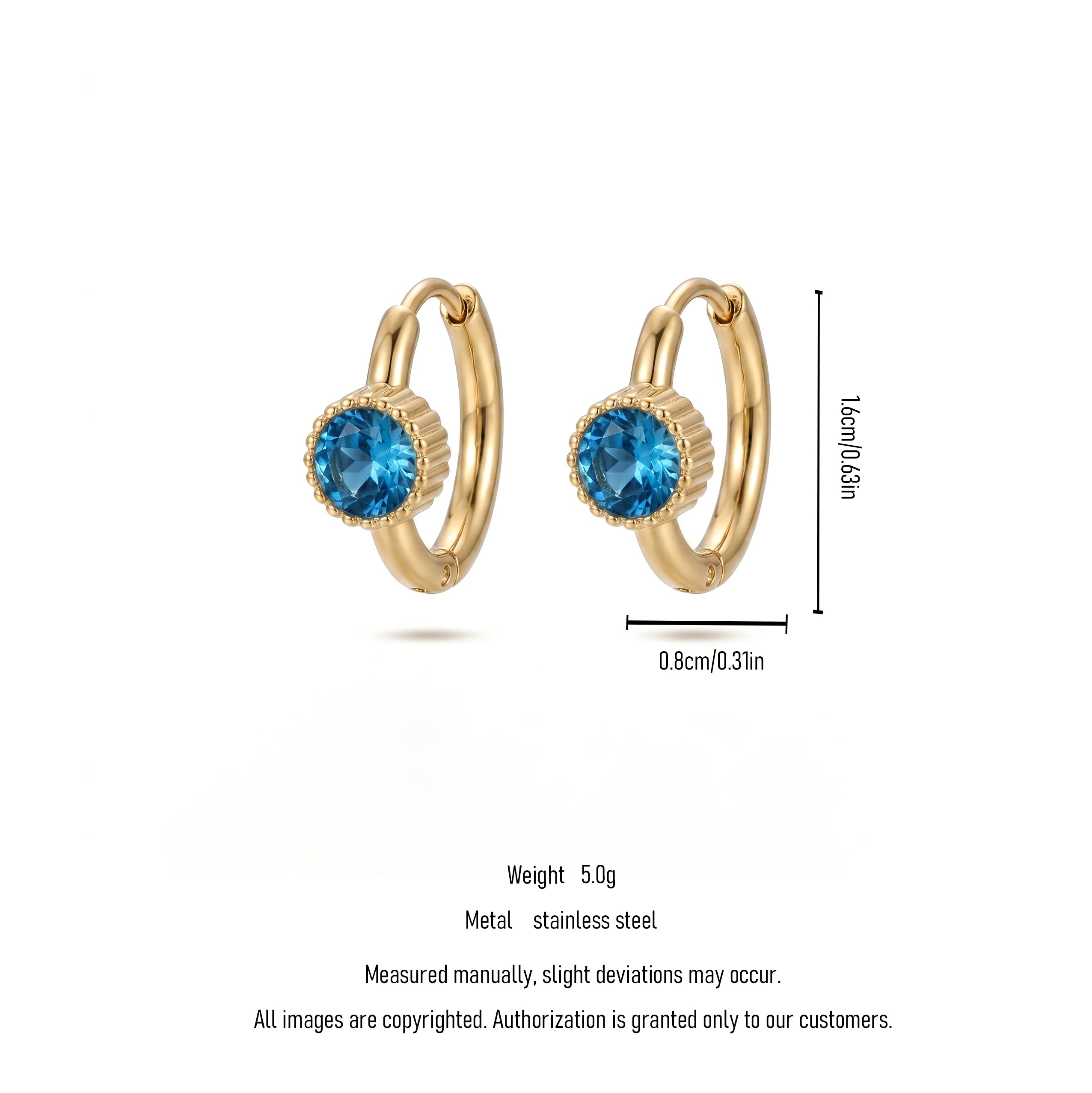 QIAOREN 12149-52 Mixed Color Round Zircon Stainless Steel Mini Huggie Hoops PVD Gold Trend Gift Earrings  for American Buyers