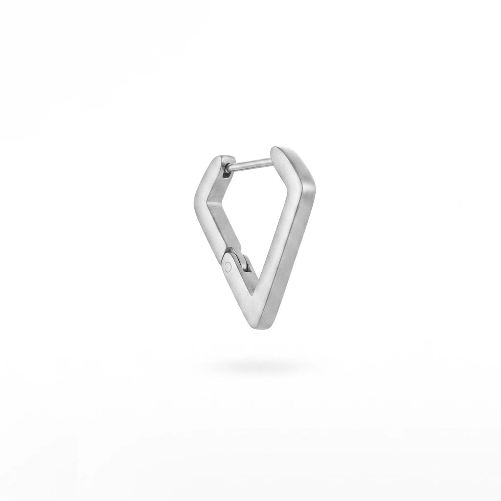 QIAOREN 12581 Matte Inverted Triangle Huggie Hoop Earrings PVD 18K Gold Stainless Steel Hypoallergenic Geometric Ear Buckle