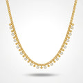 QIAOREN 13501 Chunky Cuban Chain Choker Necklace with Dangle Round Ball & Bezel Crystal Charms, Dainty Gold Station Necklace