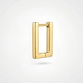 QIAOREN 12567 Smooth Polished Rectangle Huggie Hoops Glossy Gold Stainless Steel Geometric Earrings Fashion Jewelry