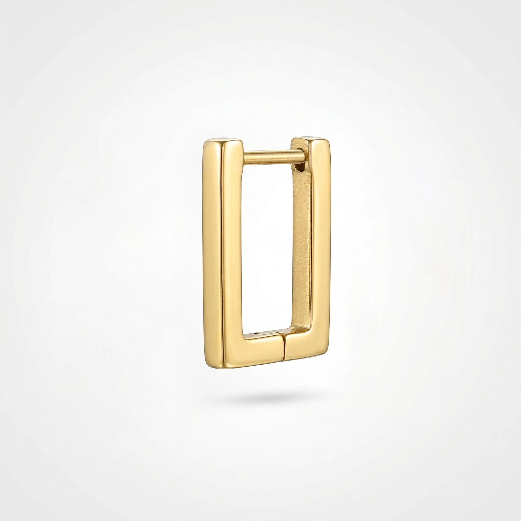 QIAOREN 12567 Smooth Polished Rectangle Huggie Hoops Glossy Gold Stainless Steel Geometric Earrings Fashion Jewelry