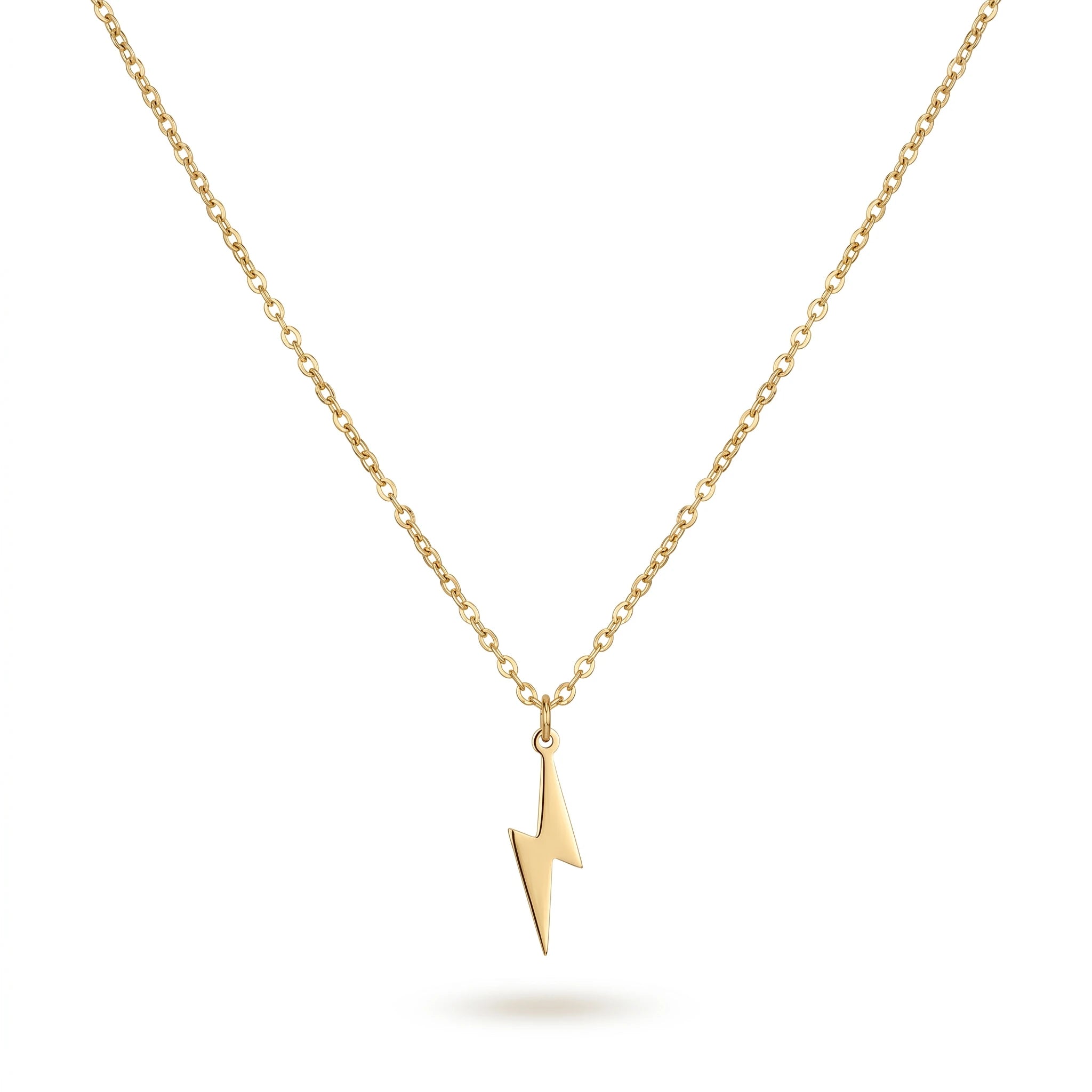 QIAOREN 11341 Dainty Edgy Lightning Bolt Necklace 18K Gold Plated Stainless Steel Casual Streetwear Jewelry