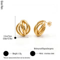 QIAOREN 14541 Twisted Knot Stud Earrings, Polished Gold Interlocked Hoop Earrings, Hypoallergenic Minimalist Statement Jewelry