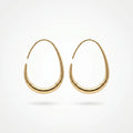 QIAOREN 12321 Waterproof Tarnish Free Open Drop Hoop Earrings Gold Stainless Steel Tapered Oval Egg Shaped Minimalist Jewelry