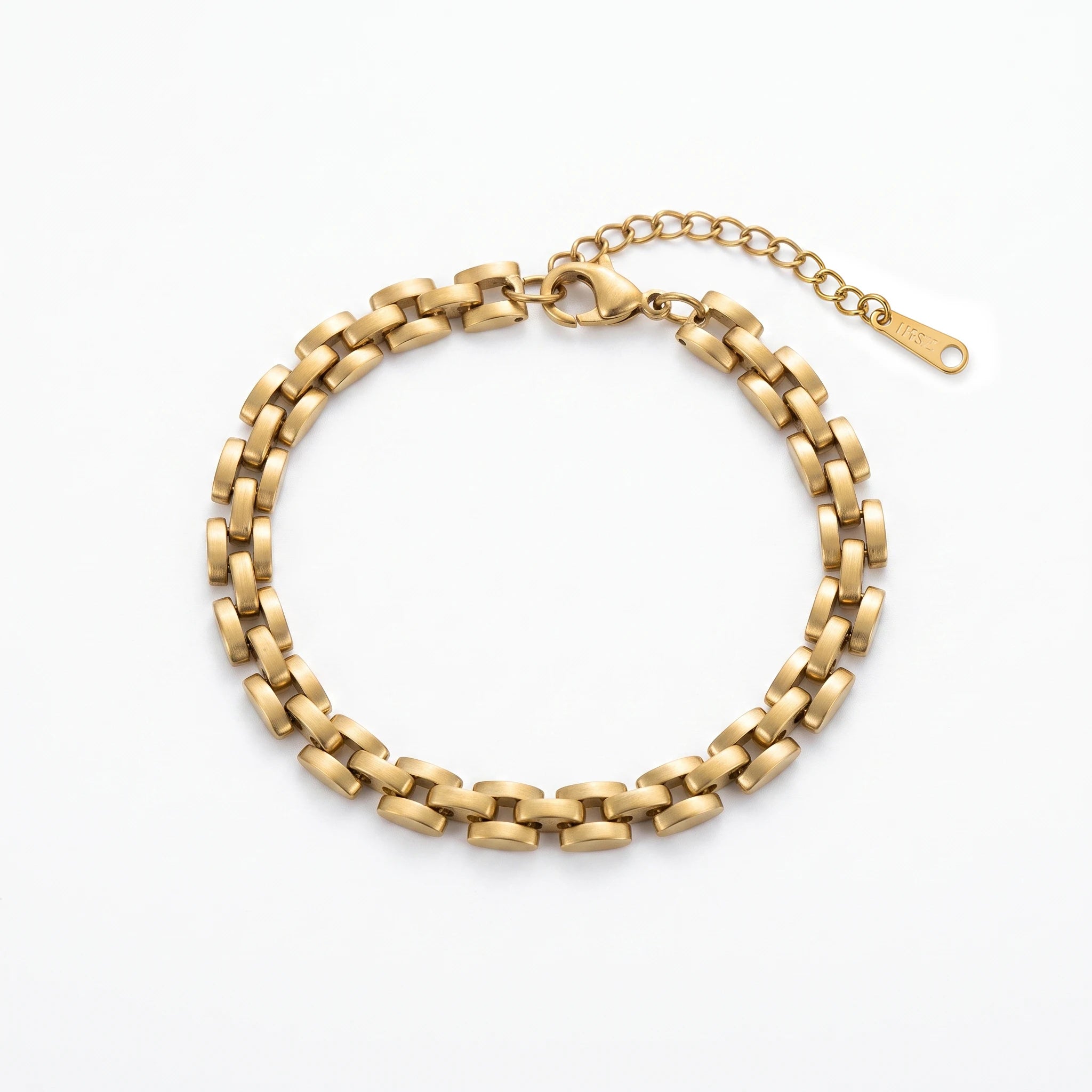 QIAOREN 14001 Stainless Steel Heart Charm Beaded Bracelet Gold Layered Chain Bracelet Adjustable Minimalist Jewelry for Women