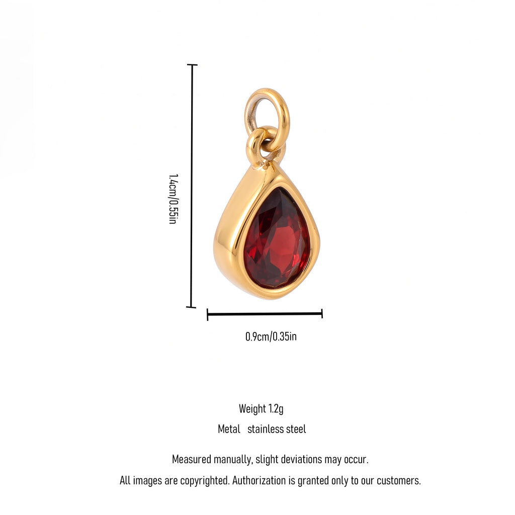 QIAOREN 13918-29 Birthstone Bezel Set Teardrop Pear Shape Charm Pendant with Multicolor CZ Stone for Making DIY