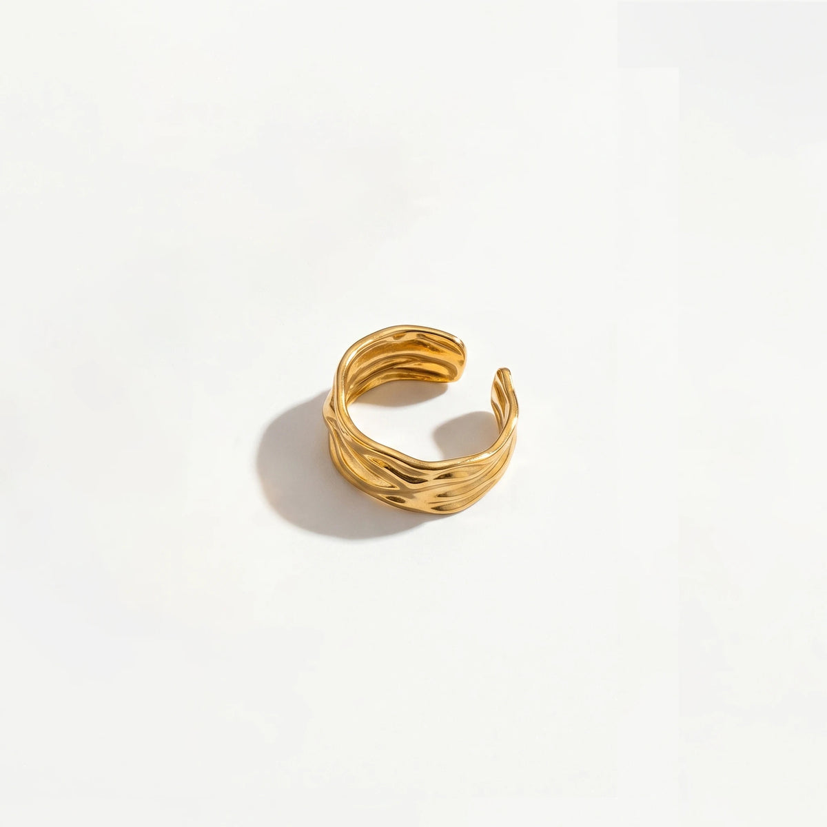 QIAOREN 10711 Stainless Steel Gold Adjustable Open Rings Multi Design Wave Fish Bone Braided Stack Finger Jewelry for Women