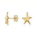 QIAOREN 10905 Tarnish Resistant Stainless Steel Starfish Earrings Hypoallergenic 18K Gold Plated Stud Earrings Trendy for Women