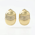 QIAOREN 12431Ready to Ship Chunky Oval Dome Stud Earrings Gold Stainless Steel Vintage 90s Capsule Pave CZ Statement Studs US EU