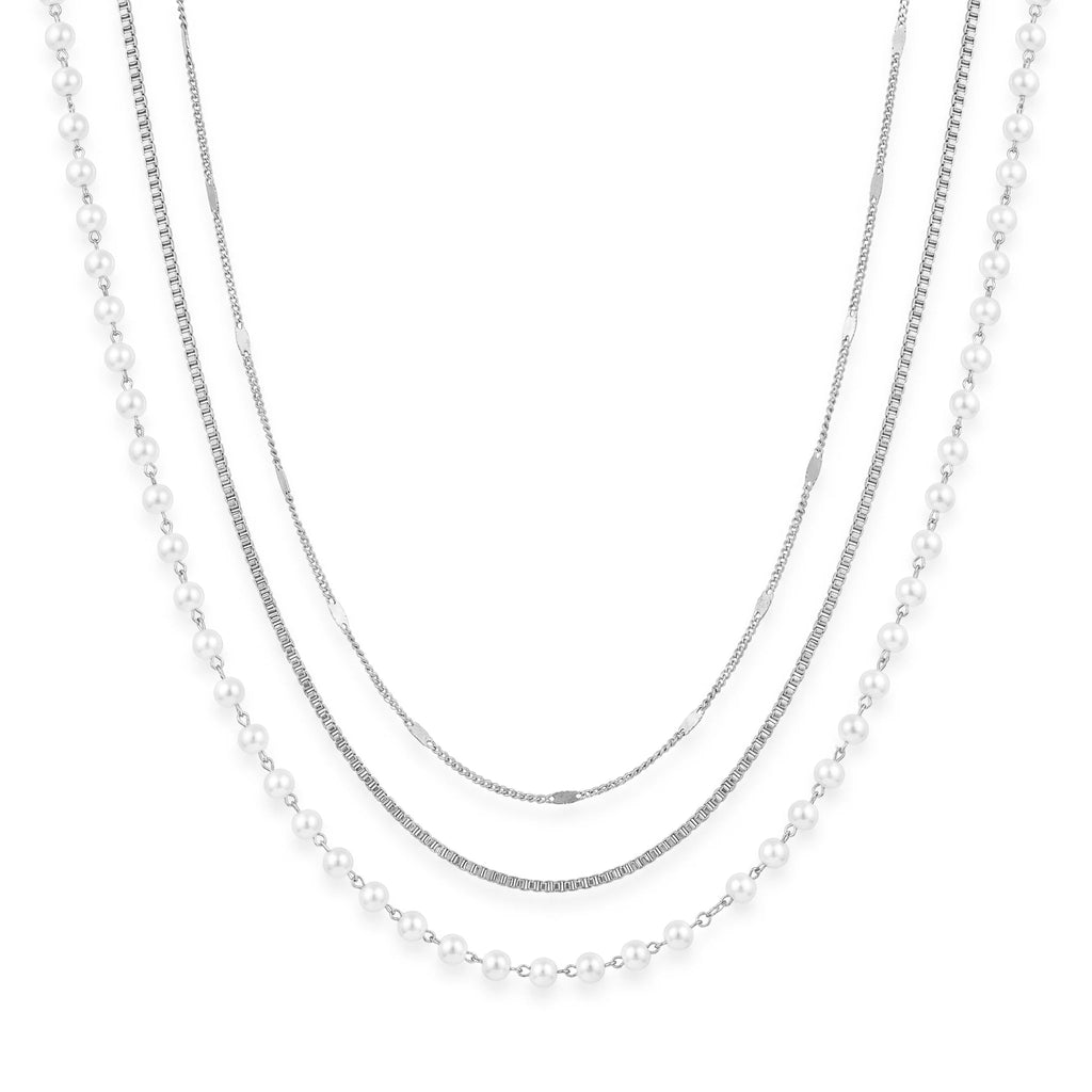 QIAOREN 11623 Tarnish Free 18K Gold Stainless Steel 3 Layered Waist Chain Pearl Beaded Body Chain for Women