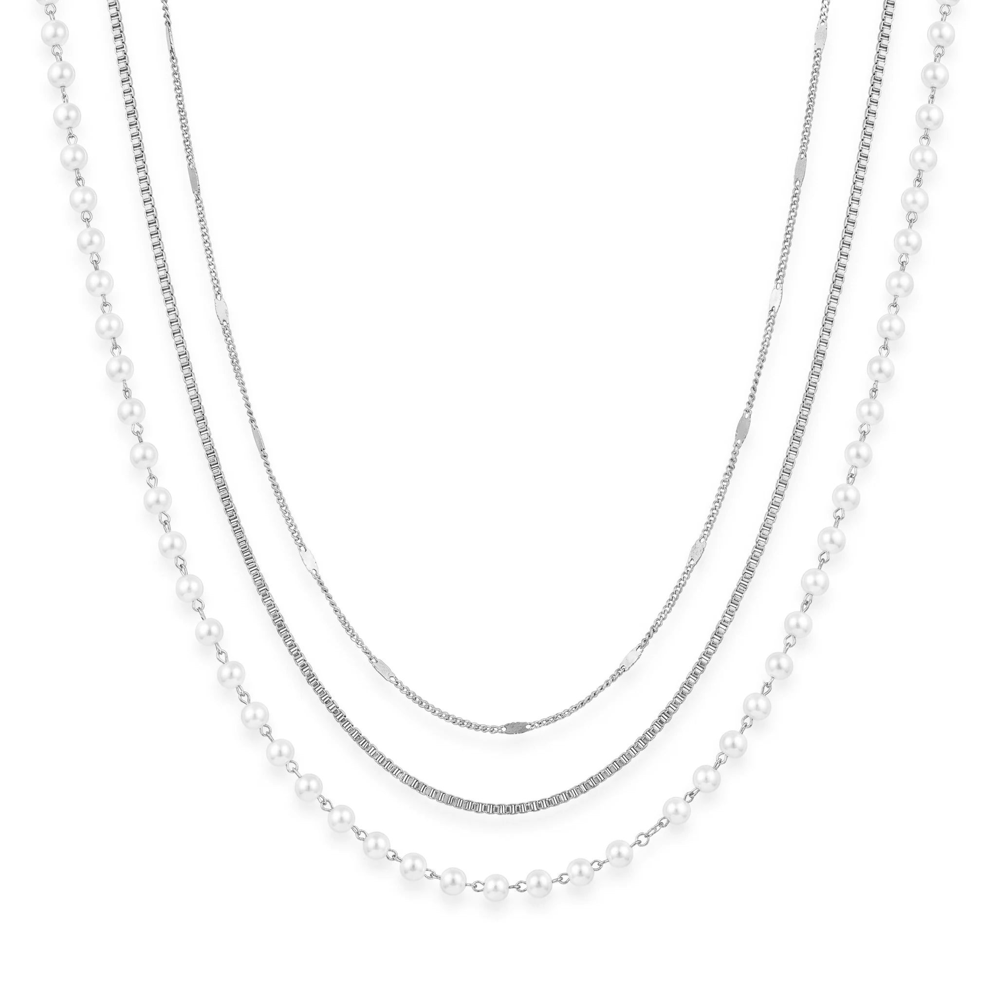 QIAOREN 11623 Tarnish Free 18K Gold Stainless Steel 3 Layered Waist Chain Pearl Beaded Body Chain for Women