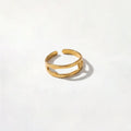 QIAOREN 5Pcs 18K Gold Plated Stainless Steel Adjustable Open Ring Set Spiral Wave Stackable Statement Rings for Women
