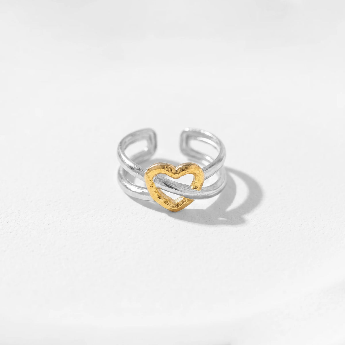 QIAOREN 12948-53 18K Gold Plated 316L Stainless Steel Two Tone Snake Star Adjustable Rings Set Tarnish Free Waterproof Jewelry