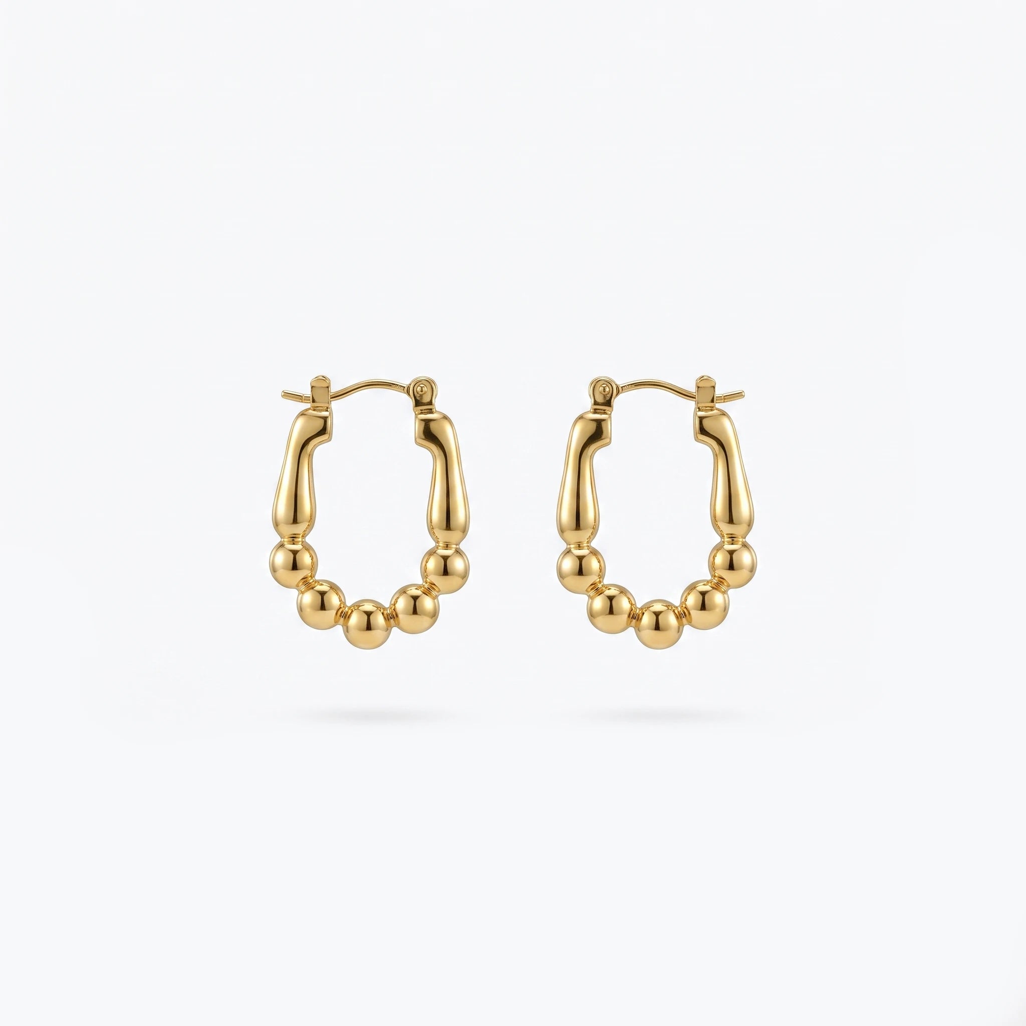QIAOREN 13261 18K Gold PVD Plated Stainless Steel Hollow Four Pointed Polished Earring Hypoallergenic Dainty Daily Jewelry