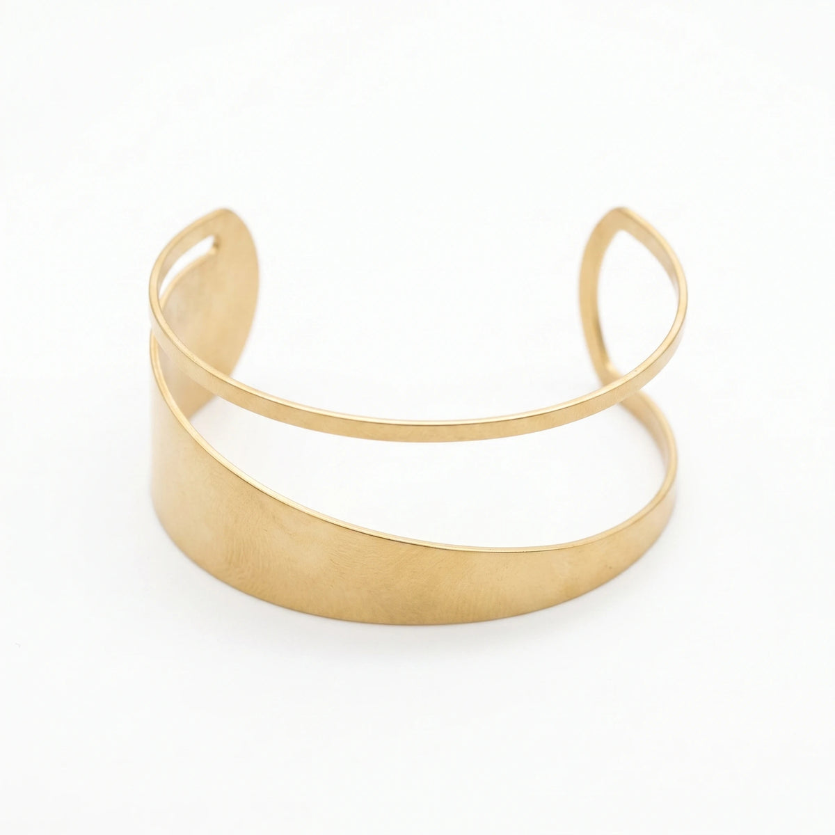 QIAOREN 12710 Boho Irregular Big Small Sculpted Flower Open Gold Bangle Stainless Steel Hollow Stackable Bracelet Wholesale