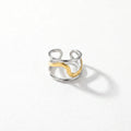 QIAOREN 12954-58 Gold Plated Stainless Steel Two Tone Snake Star Adjustable Rings Set Tarnish Free Waterproof Jewelry