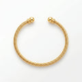 QIAOREN 10723 Trendy Rope Twist Pattern Chain & Link Bracelet 18K Gold Plated Stainless Steel Adjustable Unisex Everyday Staple