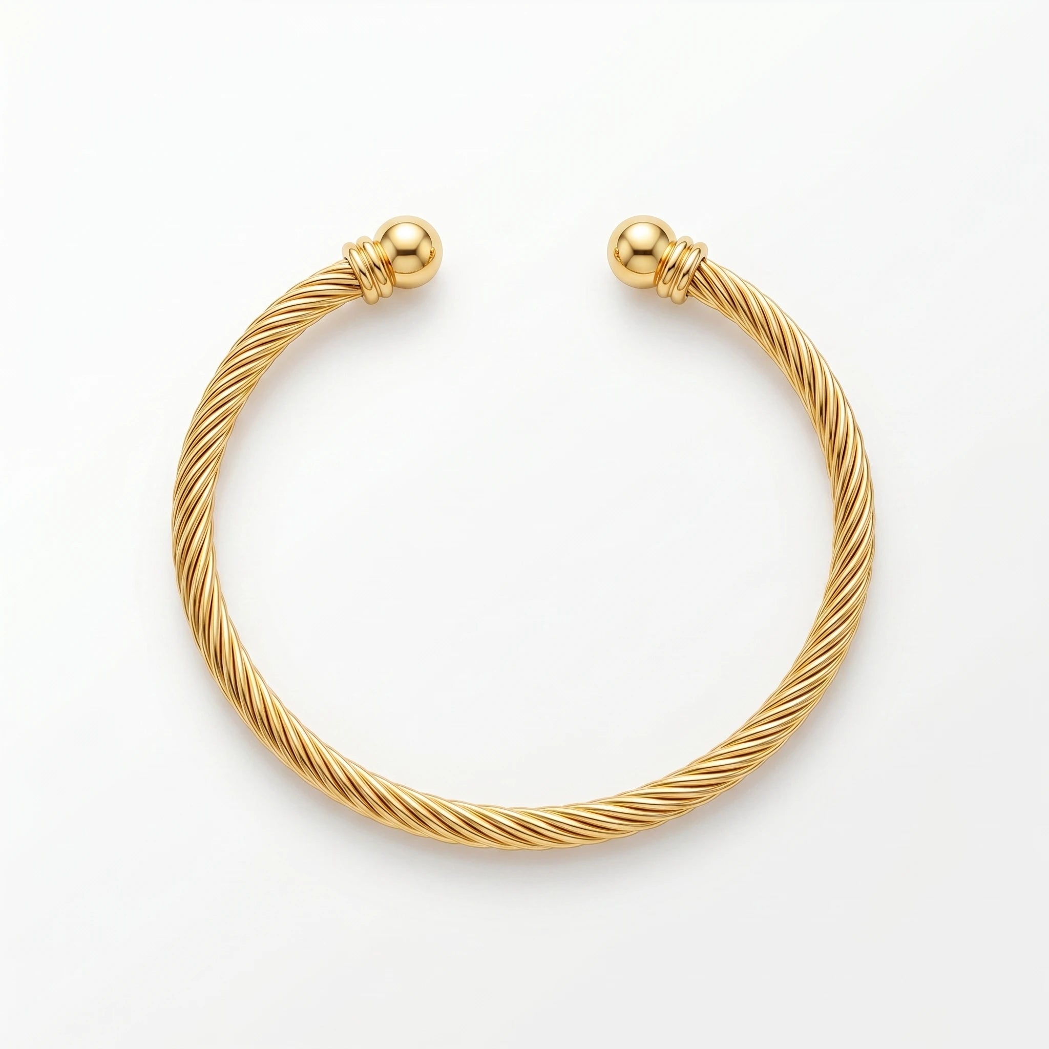 QIAOREN 10723 Trendy Rope Twist Pattern Chain & Link Bracelet 18K Gold Plated Stainless Steel Adjustable Unisex Everyday Staple