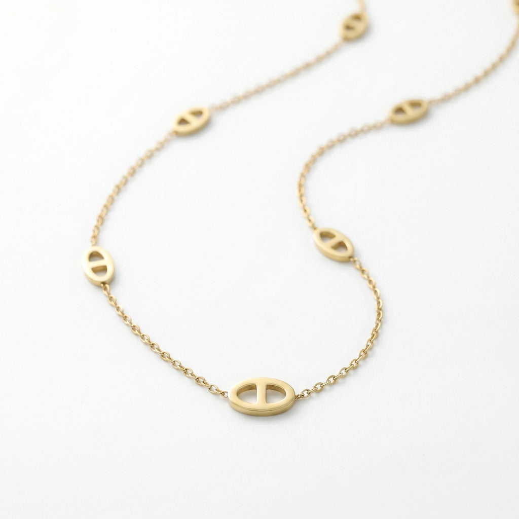 QIAOREN 13173 Stainless Steel Layered Cross Necklace Gold Plated Christian Faith Pendant Necklace Minimalist Jewelry for Women