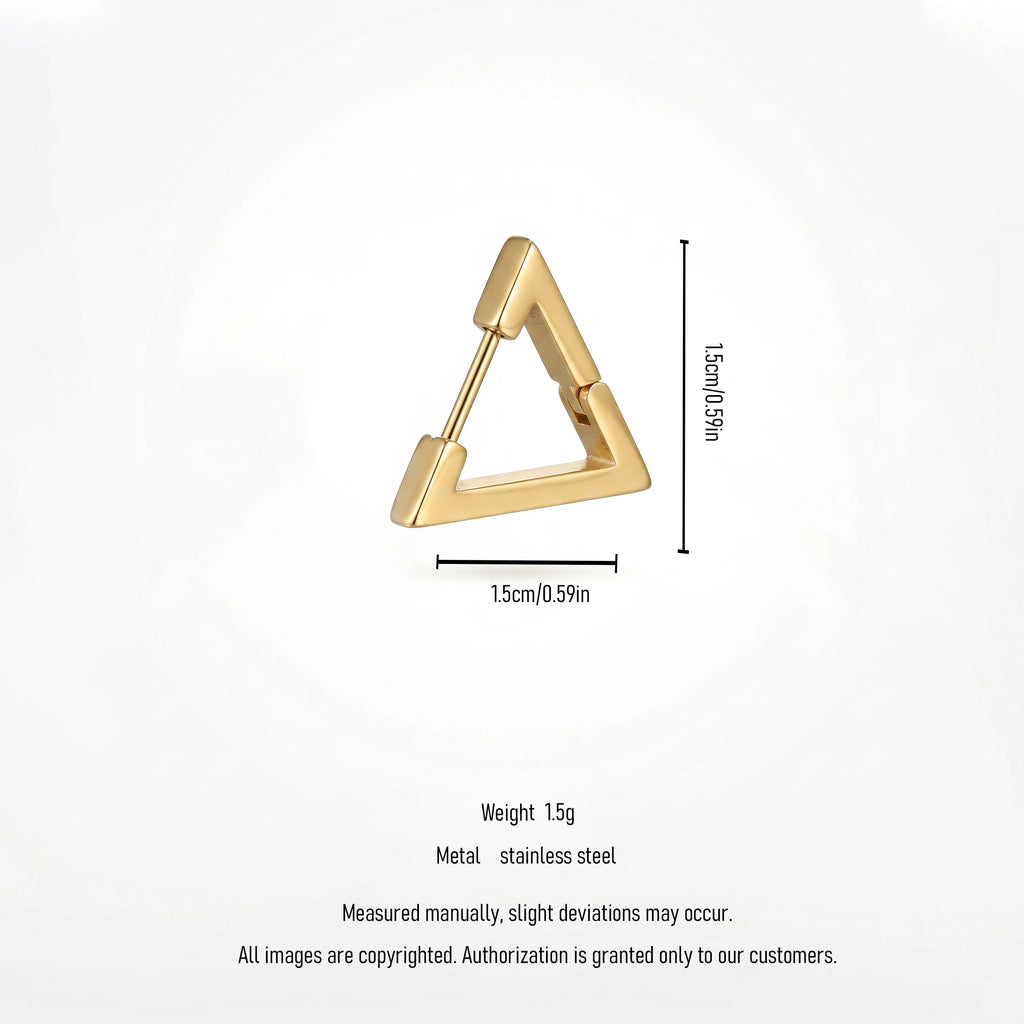 QIAOREN 12573 Dainty Geometric Triangle Huggie Earrings 316L Stainless Steel Gold Plated No Fade Earring Trendy Gift