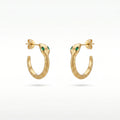 QIAOREN 12336 Gothic Geometric Snake Hoop Earrings 18K Gold Plated Stainless Steel Textured Scale Serpent C Hops Medusa Party