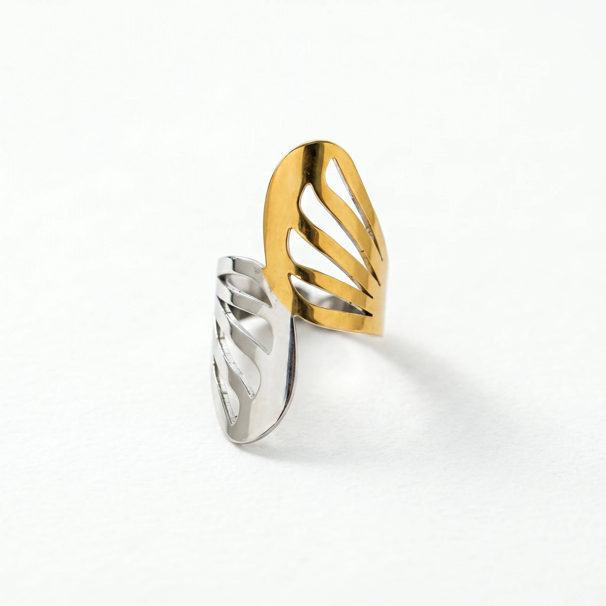 QIAOREN 13016-20 Gold Silver Plated Adjustable Open Stack Ring Set for Women Minimalist Geometric Statement Rings