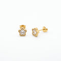 QIAOREN 13443 Gold Tone Beaded Frame Star Crystal Stud Earrings Minimal Sparkly Clear Zircon Tiny Star Jewelry Gift