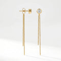 QIAOREN 10747 Sleek Geometric Tassel Drop Cuff Earrings Stainless Steel Gold Plated with Snake Chain Water-Ready