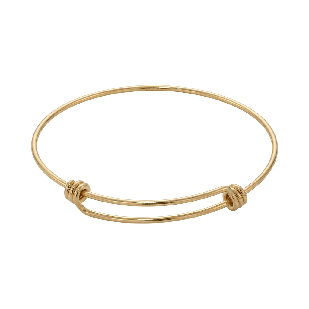 QIAOREN 12751 Stainless Steel Double  Expandable Bangle 18K Gold Adjustable Minimalist Cuff Bracelet Women Daily Jewelry Gift