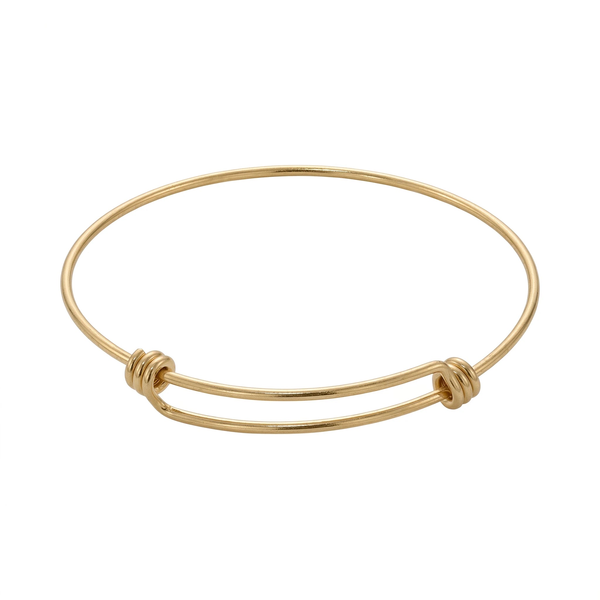 QIAOREN 12751 Stainless Steel Double  Expandable Bangle 18K Gold Adjustable Minimalist Cuff Bracelet Women Daily Jewelry Gift
