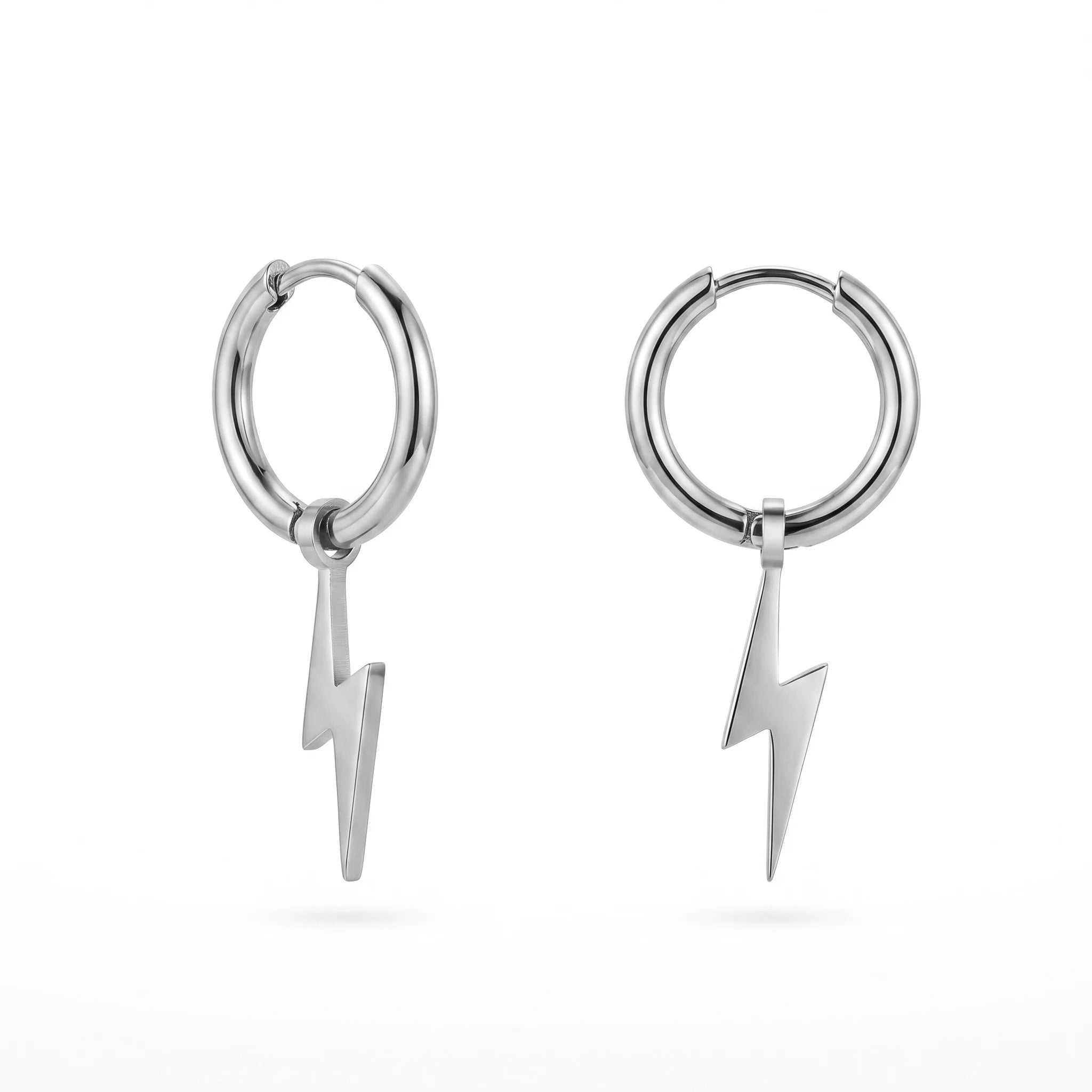 QIAOREN 11202 Waterproof Gold Lightning Hoop Earrings Stainless Steel Modern Street Style Fashion Jewelry for Women