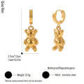 QIAOREN 14379 Cute 3D Teddy Bear Dangle Huggie Hoop Earrings, Stainless Steel Drop Earrings Jewelry Gift for Daily Outfits